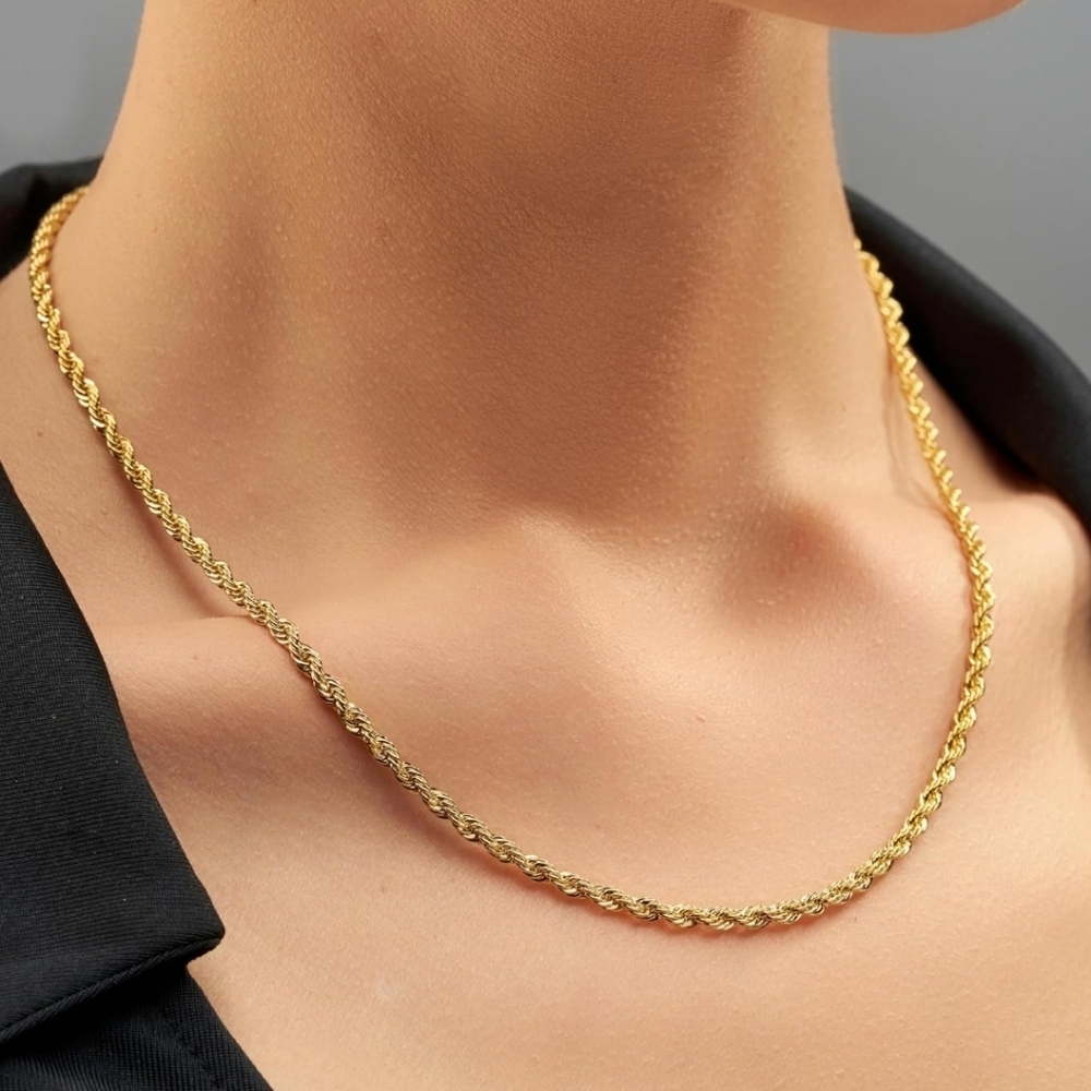 Gold rope chain necklace 18" 3mm